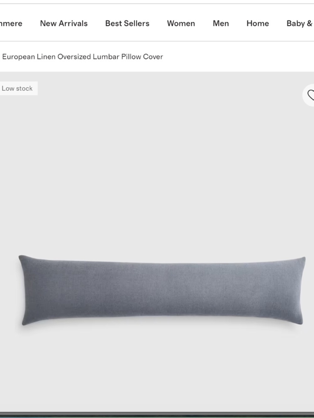 European Linen Oversized Lumbar Pillow Cover Nightfall blue